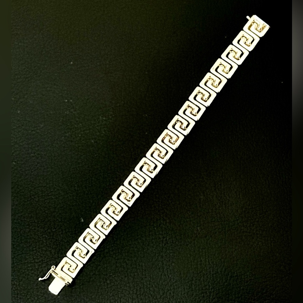925 Sterling Silver Milor made in Milan Italy Greek key design bracelet